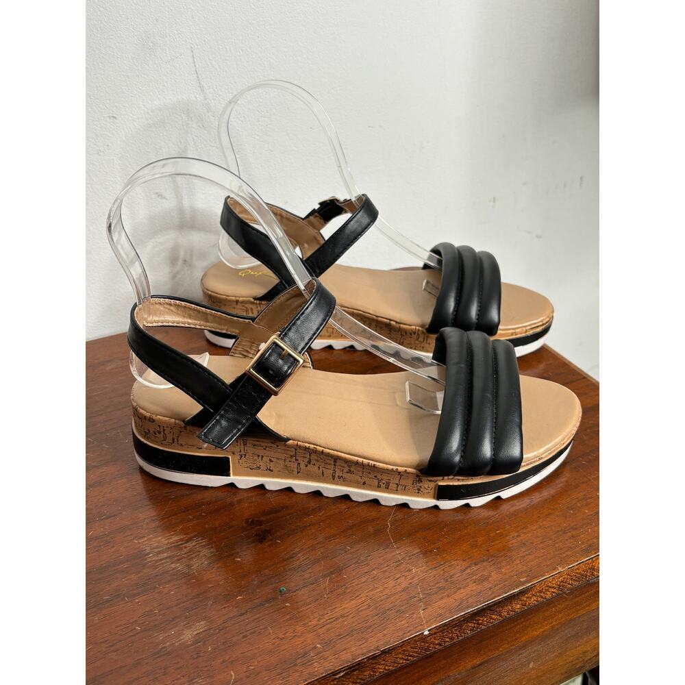 Qupid NWOT Women's Ankle Strap Slide Sandals Open Toe Comfort Beach Bohemian 7